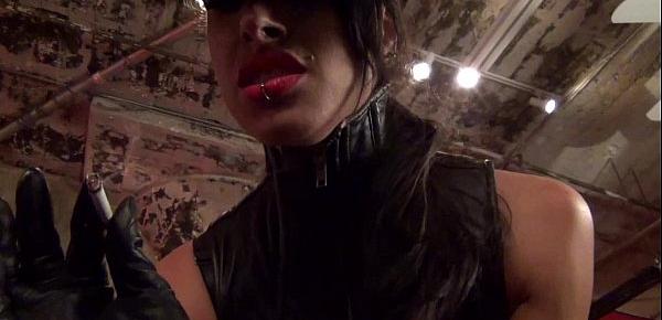  Mistress Tangent spitting and smoking